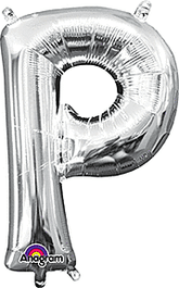 Silver Letter "P" Mylar 16 Inch Balloon